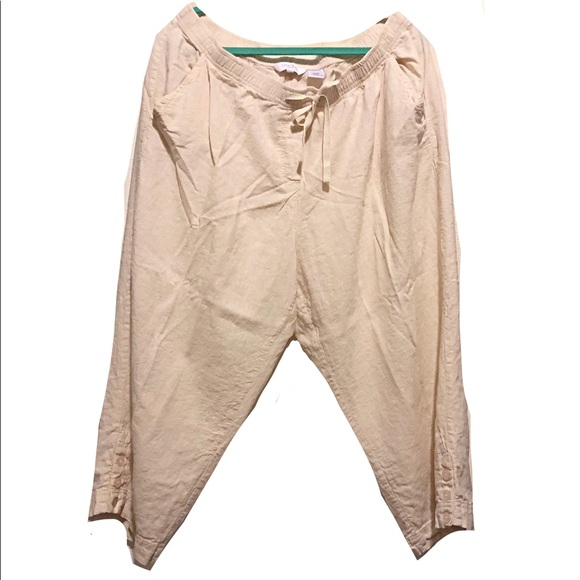 DONATED Pants-Linen Blend,Cropped,Pockets, Button - Picture 7 of 7